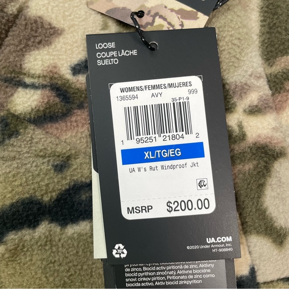 New Under Armour Women's Rut Windproof Jacket UA Barren Camo 1365594-999 - Picture 8 of 13